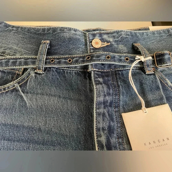 Kancan Los Angeles Womans Wide Leg High Rise Belted Jeans 29 Inch 90’s Sz 11 NEW - Picture 5 of 11